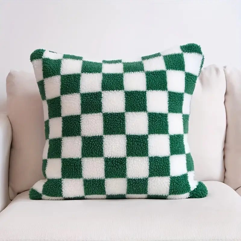 Checkerboard Faux Fur Pillowcase for Cozy Home Decor-Orizon Depot