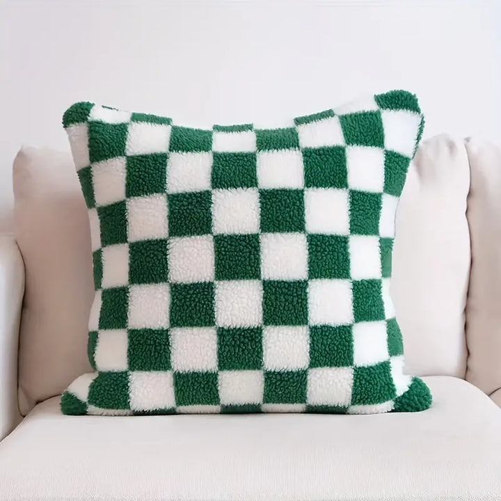 Checkerboard Faux Fur Pillowcase for Cozy Home Decor-Orizon Depot