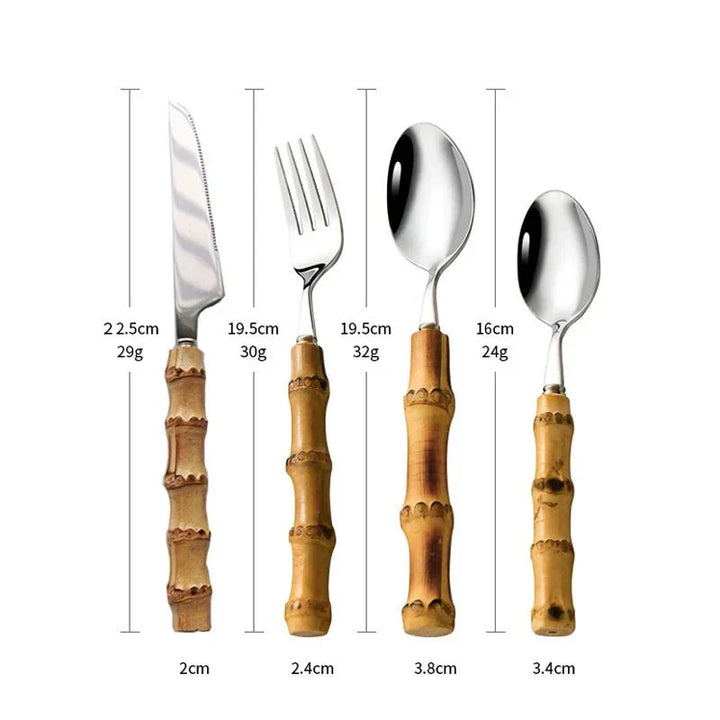 Bamboo Handle Stainless Steel Cutlery Set for Elegant Dining-Orizon Depot