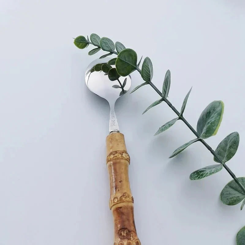 Bamboo Handle Stainless Steel Cutlery Set for Elegant Dining-Orizon Depot