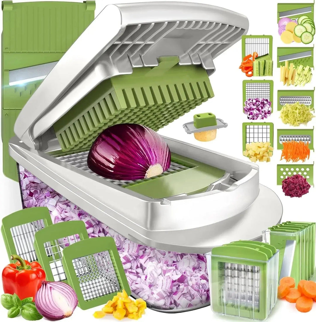 Vegetable Chopper for Slicing, Dicing, Grating with Safety Holder
