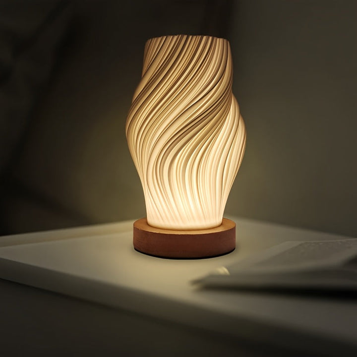 Minimalist Dimmable LED Swirl Table Lamp for Bedside & Desk