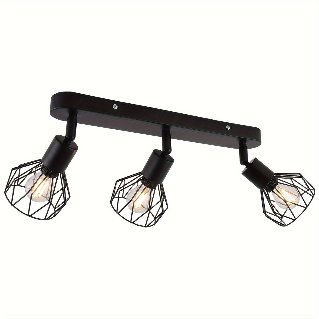 Industrial 3-Light Ceiling Spotlight | Vintage Black Metal Design