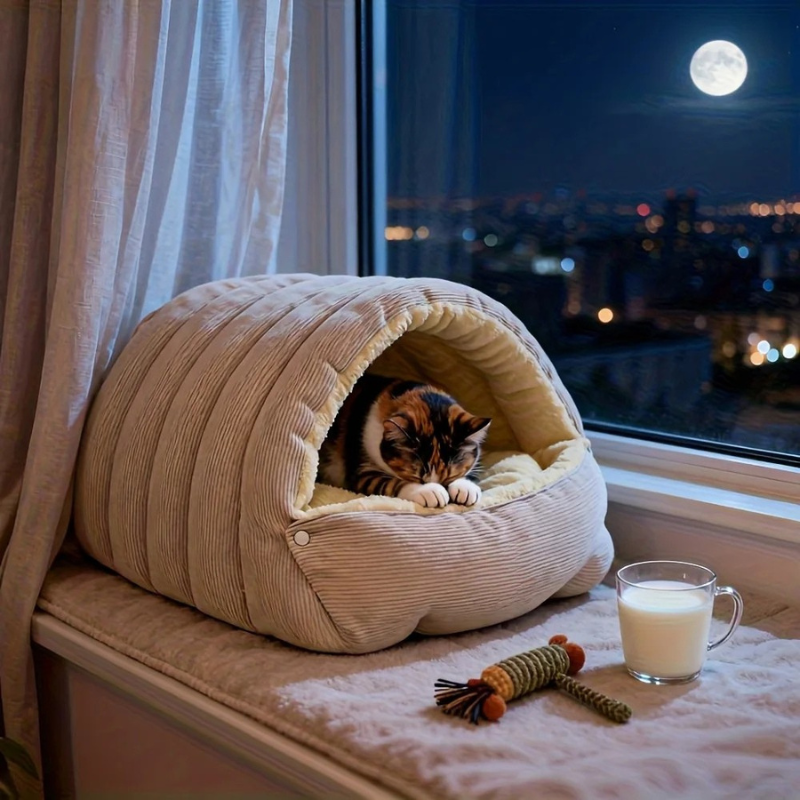 Cozy Arctic Fleece Enclosed Cat Cave Bed for Ultimate Comfort