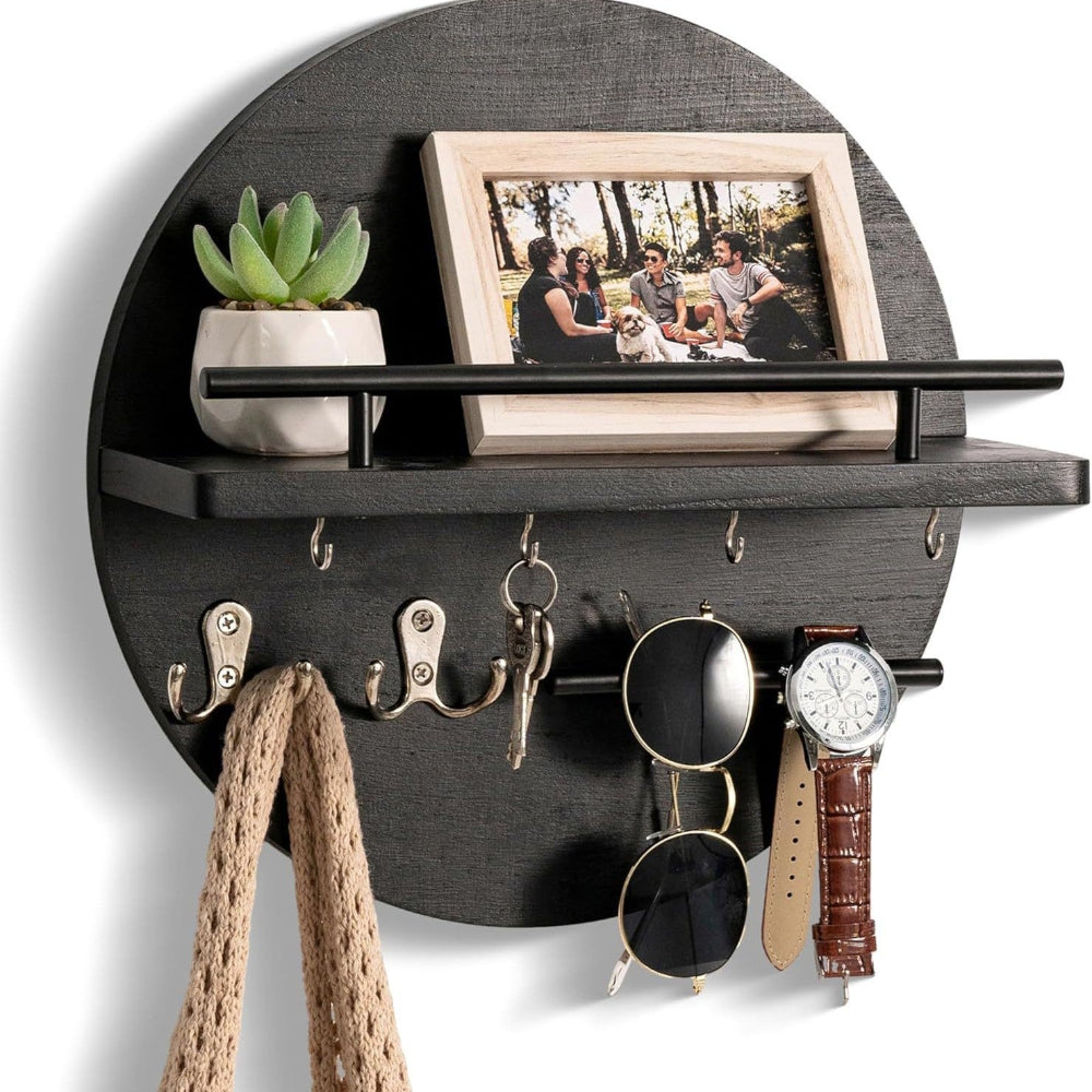 Eco-Friendly Round Wooden Key Holder | Stylish Wall Organizer
