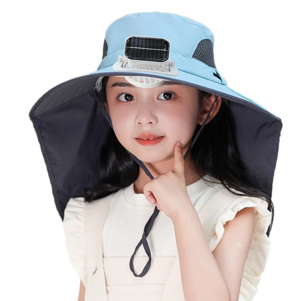 Adjustable Solar Fan Hat for Kids