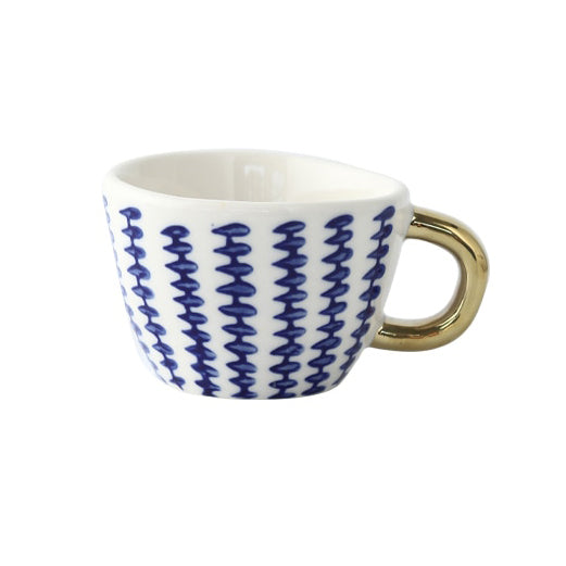 Geometric Pattern Cup with Gold Handle - Stylish Drinkware-Orizon Depot