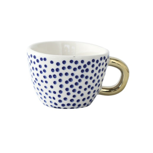 Geometric Pattern Cup with Gold Handle - Stylish Drinkware-Orizon Depot