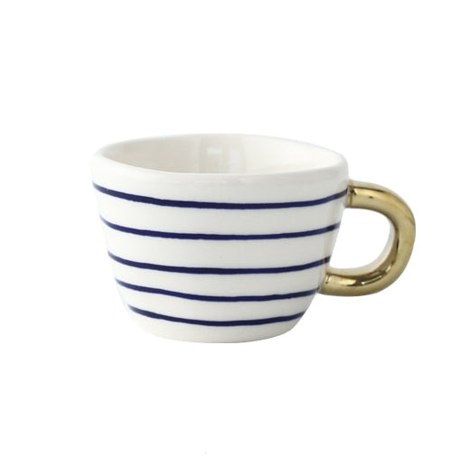 Geometric Pattern Cup with Gold Handle - Stylish Drinkware-Orizon Depot