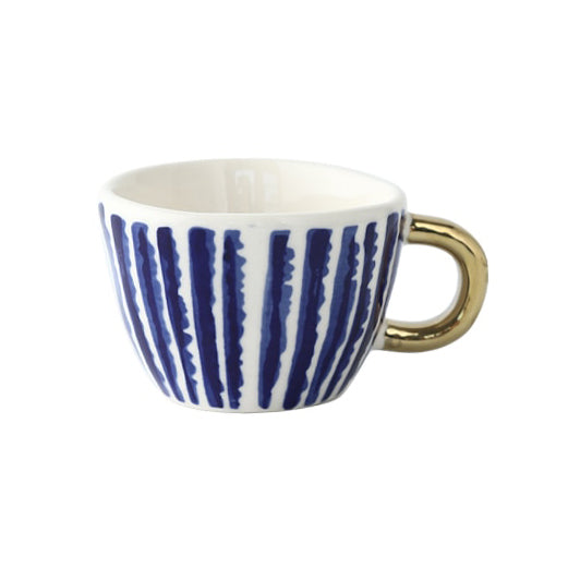 Geometric Pattern Cup with Gold Handle - Stylish Drinkware-Orizon Depot