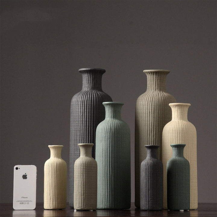 Ceramic Flower Vase Pot in Brown, Beige, and Gray for Home Decor-Orizon Depot