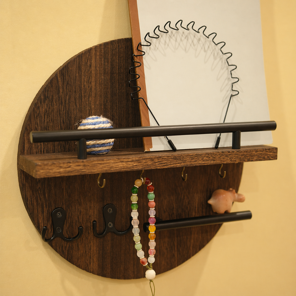 Eco-Friendly Round Wooden Key Holder | Stylish Wall Organizer