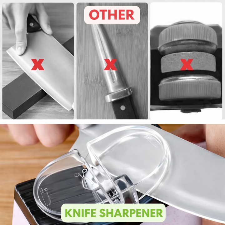 Two-Stage Knife Sharpener with Stable Guide Slots for Better Cutting