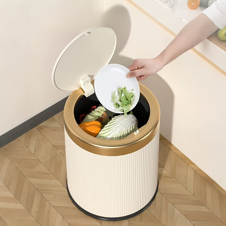 Elegant Oval Trash Can | Press-Top Waste Bin with Dual Inner Compartments-Orizon Depot