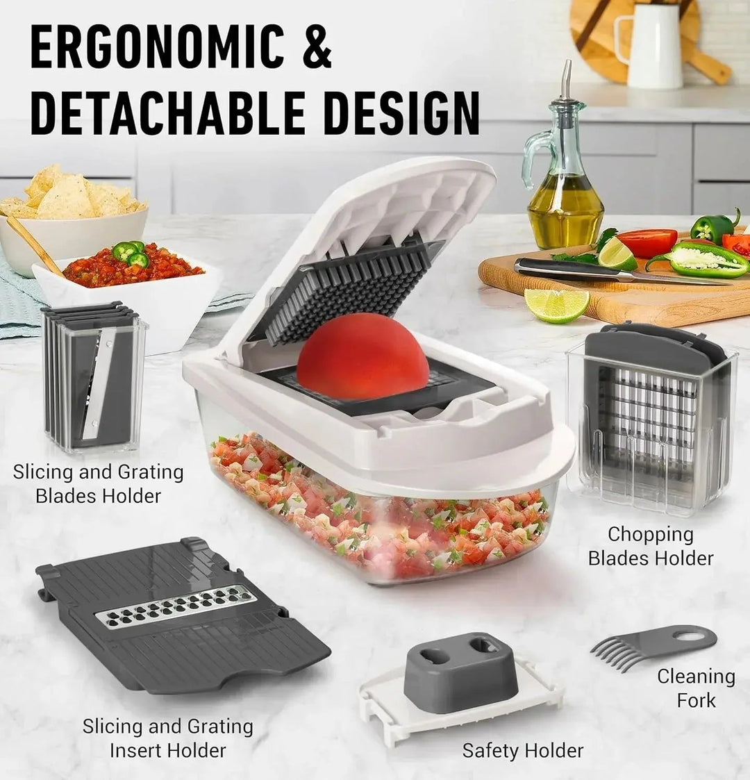 Vegetable Chopper for Slicing, Dicing, Grating with Safety Holder