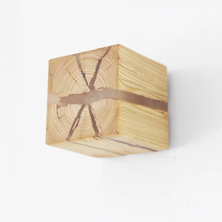 Hand-Carved Solid Wood Wall Light with Resin Design