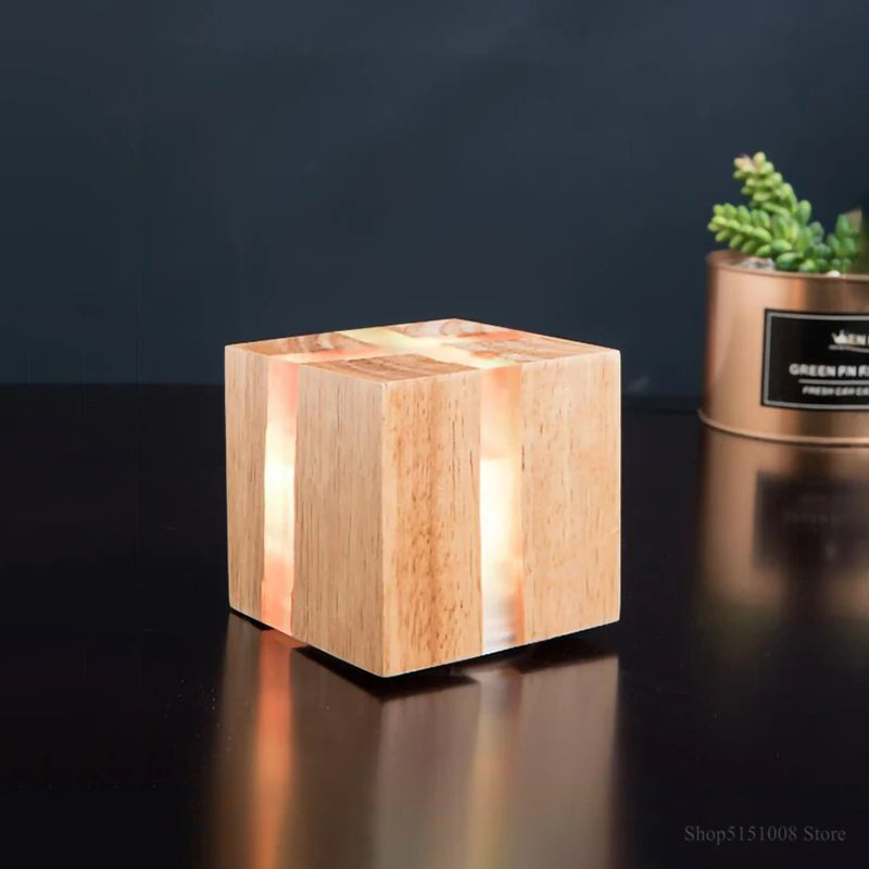 Hand-Carved Solid Wood Wall Light with Resin Design