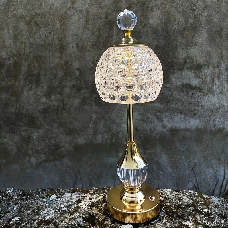 Rechargeable LED Bedside Table Lamp with Crystal Touch Design