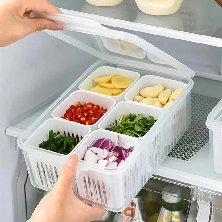 Moisture Control Refrigerator Storage Container with Stackable Tray