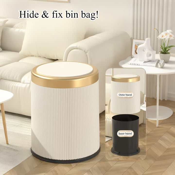 Elegant Oval Trash Can | Press-Top Waste Bin with Dual Inner Compartments-Orizon Depot