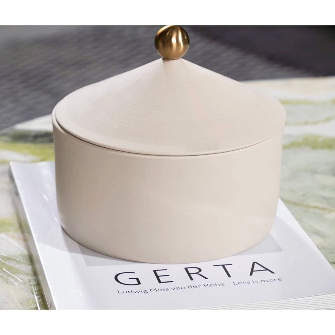 Ceramic Candle Storage Container with Lid for Home Decor-Orizon Depot