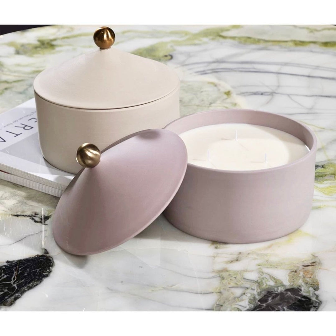 Ceramic Candle Storage Container with Lid for Home Decor-Orizon Depot