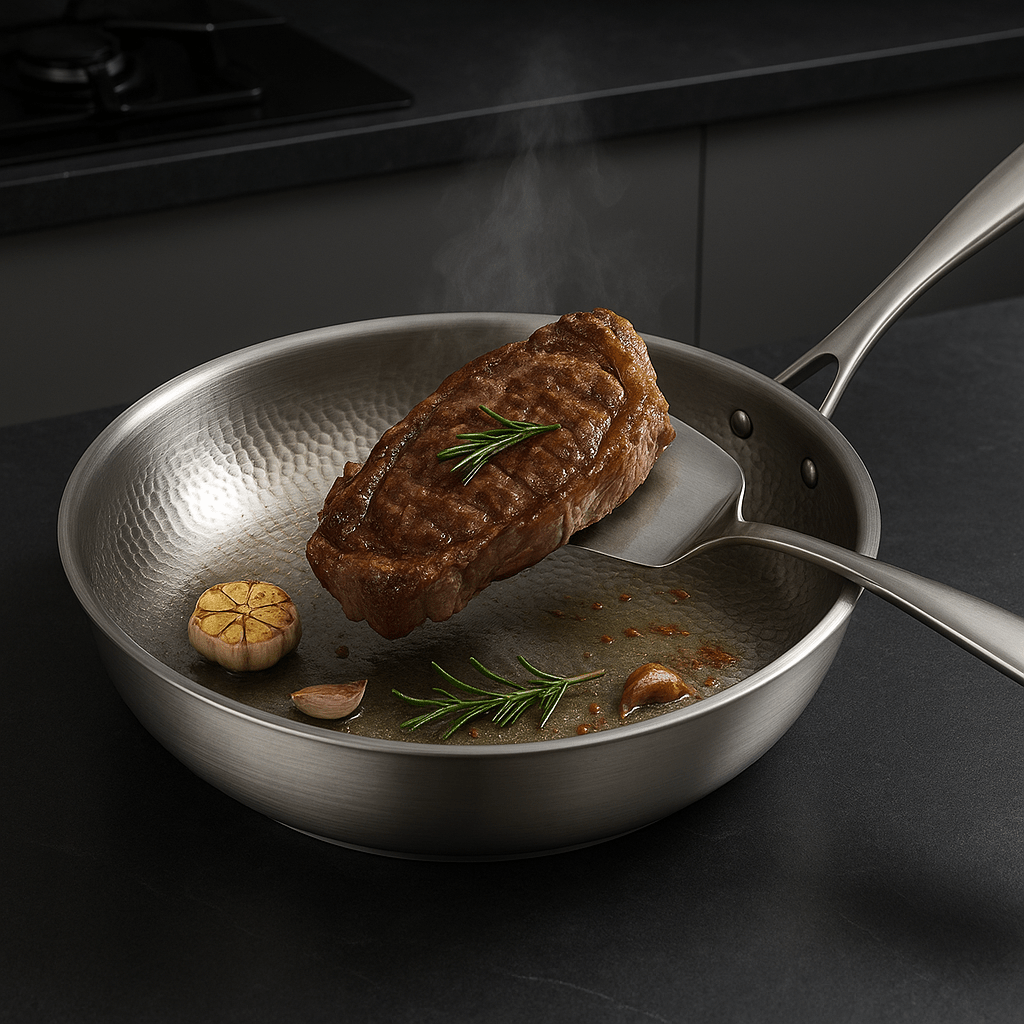 Stainless Steel Non-Coated Searing Pan with Even Heat Distribution