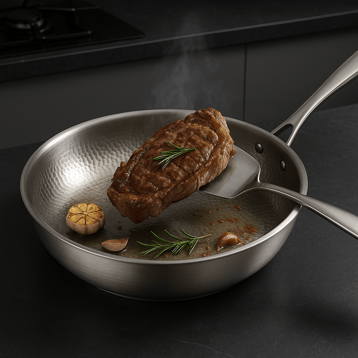 Stainless Steel Non-Coated Searing Pan with Even Heat Distribution