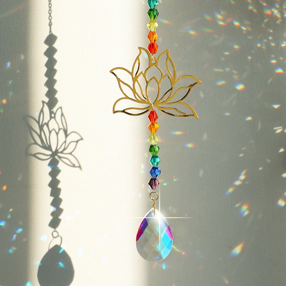 Chakra Crystal Lotus Sun Collector for Positive Energy and Balance-Orizon Depot