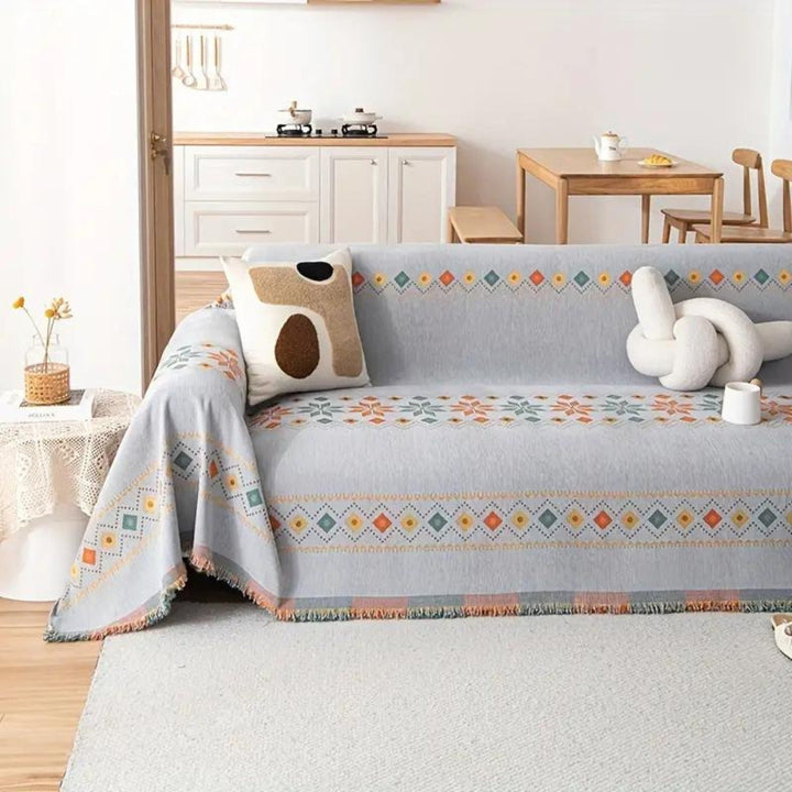Bohemian Tassel Cotton Blend Sofa Cover-Orizon Depot