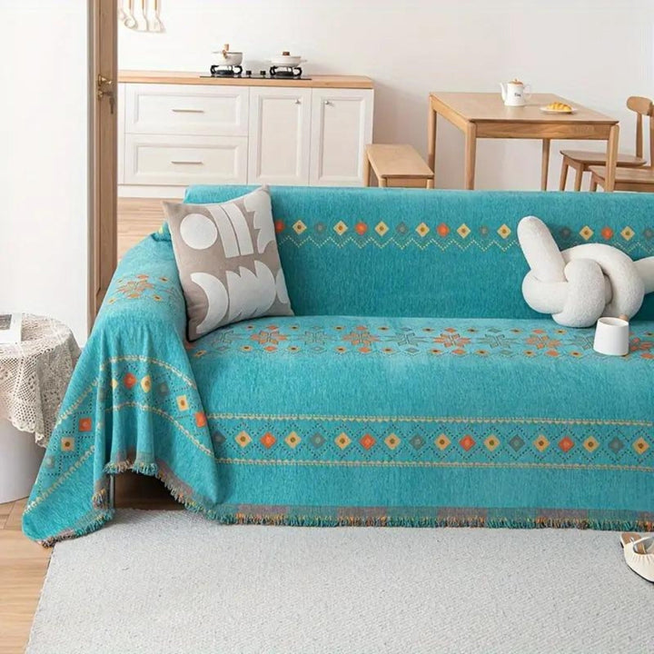 Bohemian Tassel Cotton Blend Sofa Cover-Orizon Depot