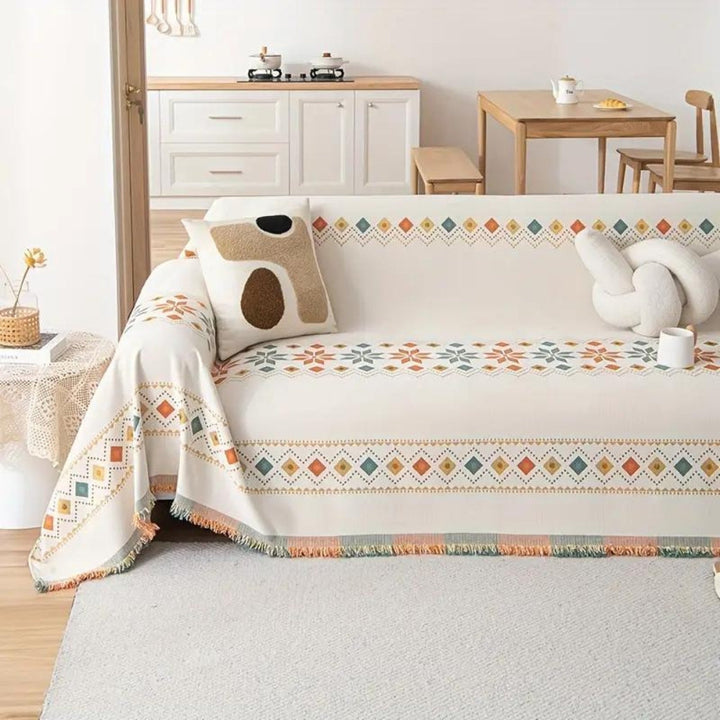 Bohemian Tassel Cotton Blend Sofa Cover-Orizon Depot