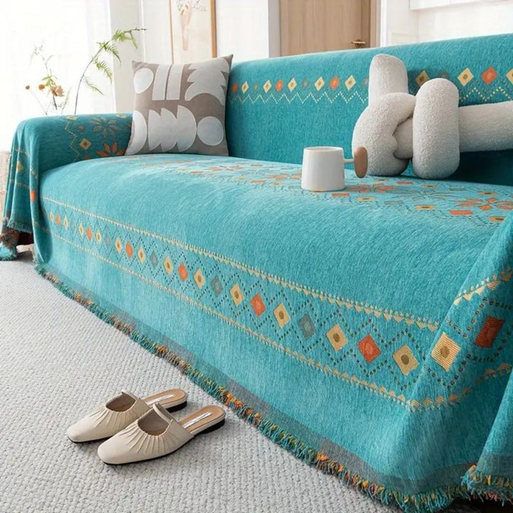 Bohemian Tassel Cotton Blend Sofa Cover-Orizon Depot