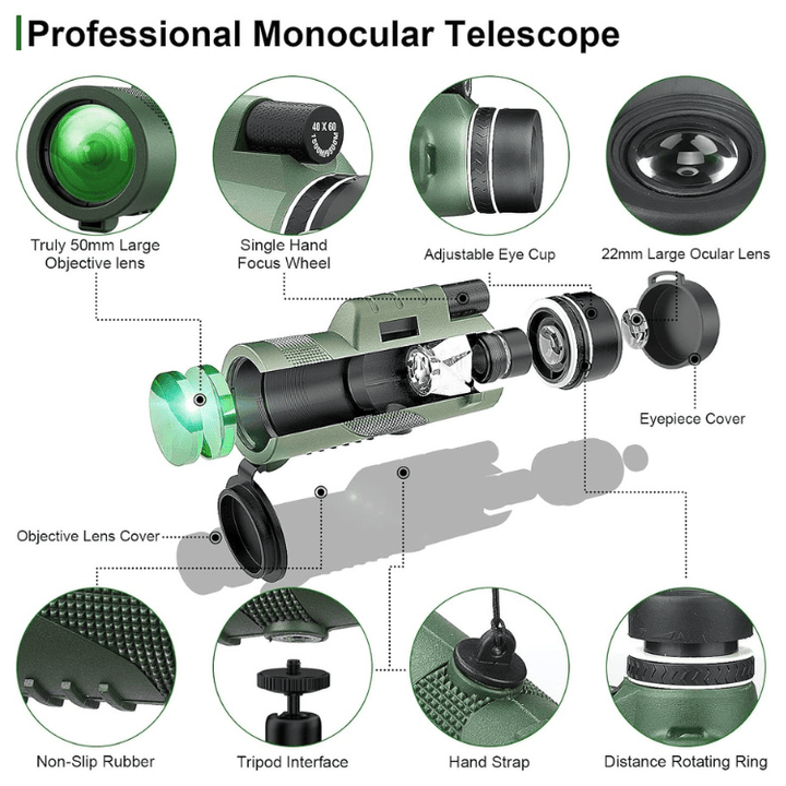 Compact Ultra-Zoom Monocular | HD Lens for Hiking, Birdwatching & Sports-Orizon Depot