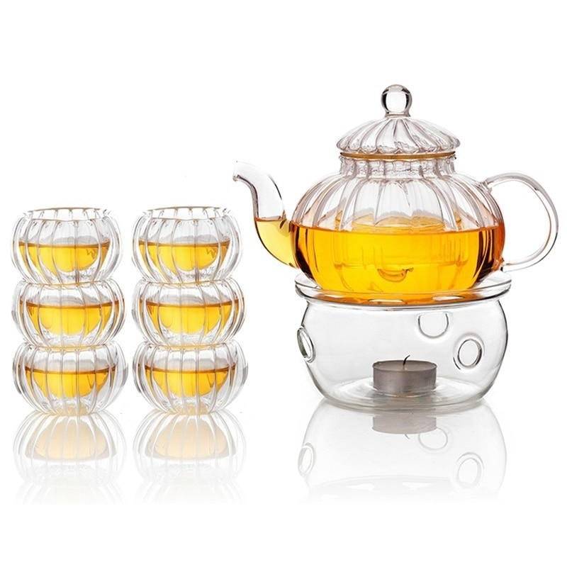 Crystal Clear Glass Teapot Set - Elegant Tea Brewing Experience-Orizon Depot
