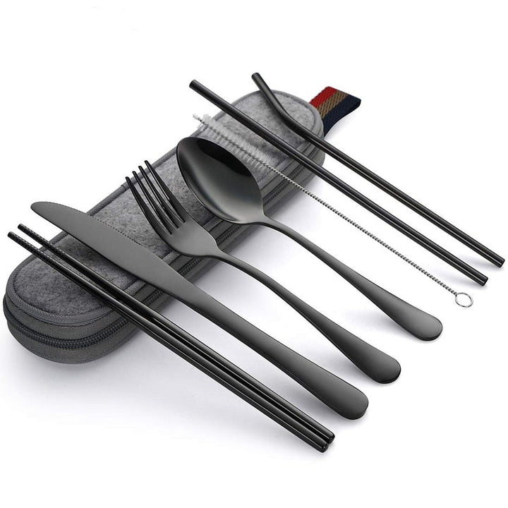 Portable Cutlery Set with Case for On-the-Go Dining-Orizon Depot