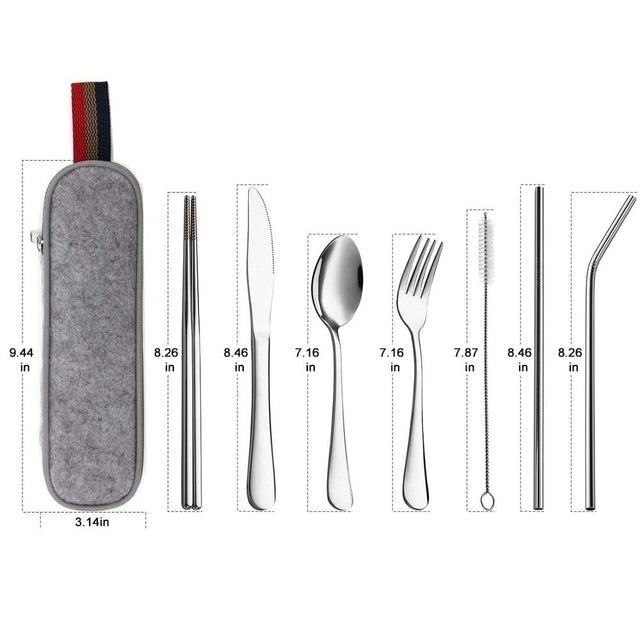 Portable Cutlery Set with Case for On-the-Go Dining-Orizon Depot