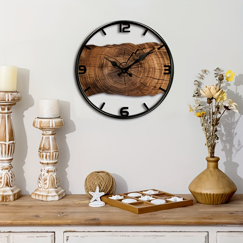Rustic Log Pattern Wall Clock | Natural Wood Style Timepiece