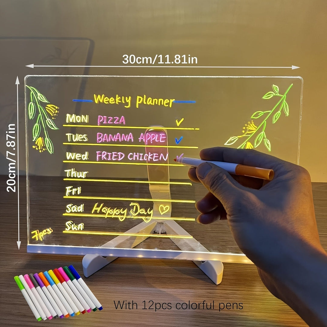 USB LED Noteboard with 12 Colored Pens - Bright Message Board for Home & Office-Orizon Depot