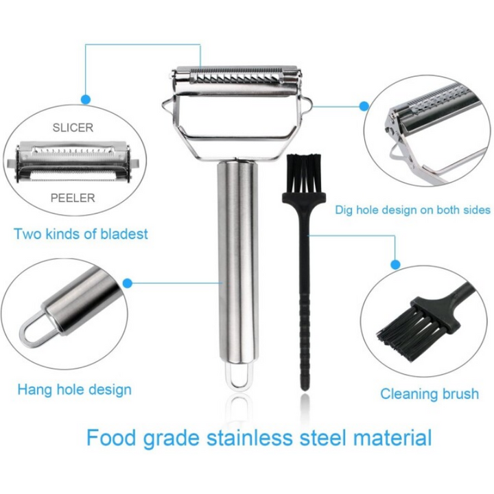 Stainless Steel Vegetable Peeler with Dual Blades for Easy Cutting