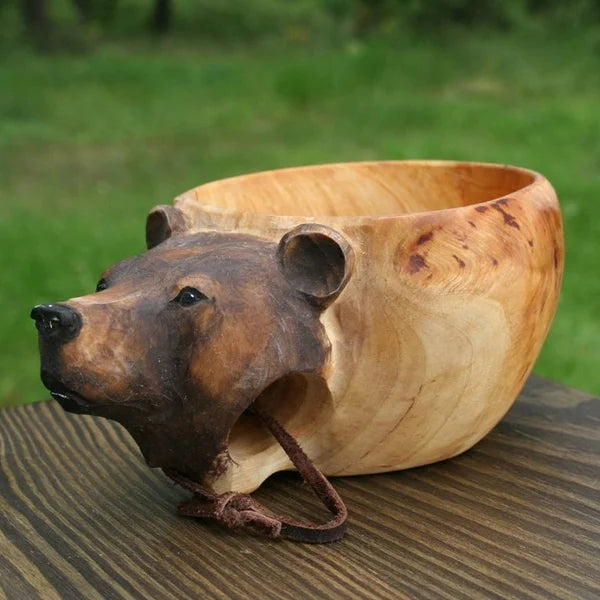 Handmade Wooden Cup - Wild Animal Design for Adventurous Hydration-Orizon Depot