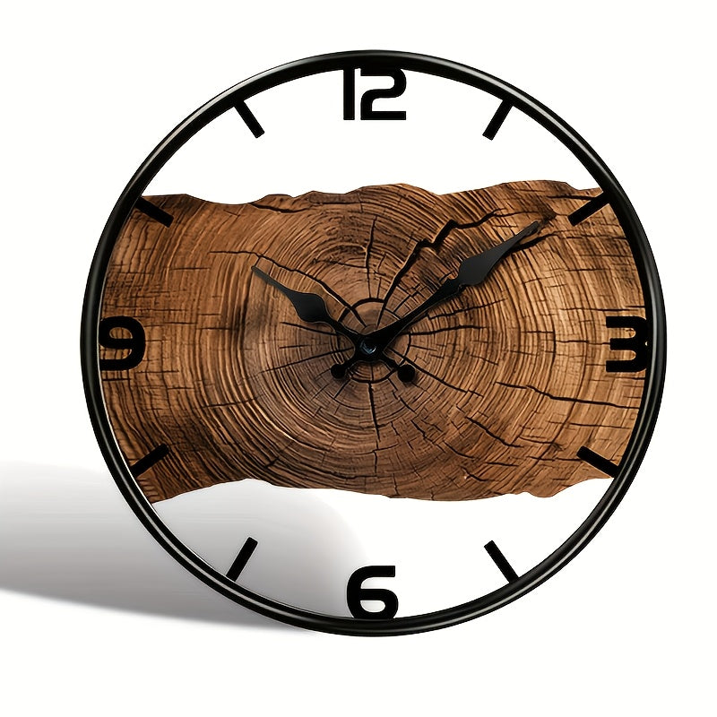 Rustic Log Pattern Wall Clock | Natural Wood Style Timepiece