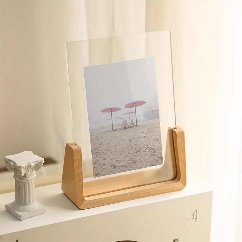 U-Shaped Acrylic and Wood Photo Frame | Modern Minimalist Design