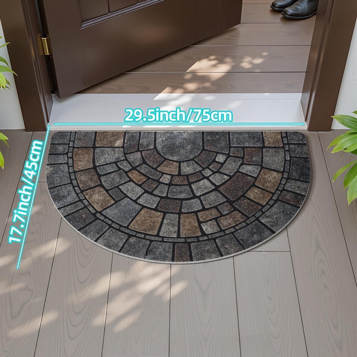 Half-Circle Mosaic Welcome Mat | Versatile Indoor & Outdoor Use-Orizon Depot