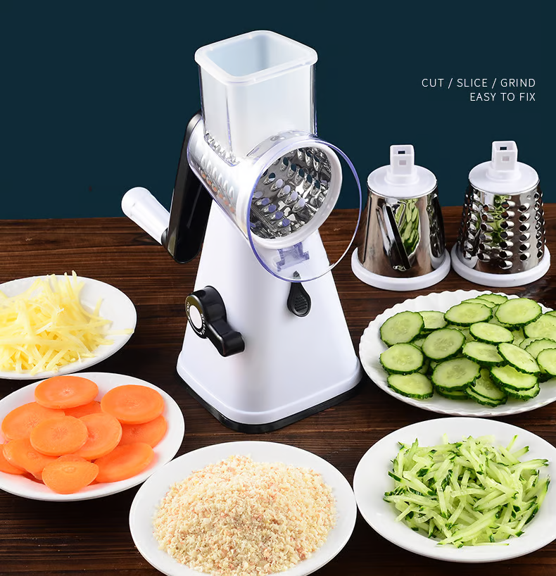 Vegetable Grater with Drum Blades and Non-Slip Suction Base