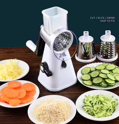 Vegetable Grater with Drum Blades and Non-Slip Suction Base