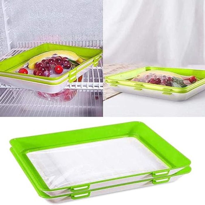 Storage Plate for Prolonged Food Freshness with Stretch Seal Film