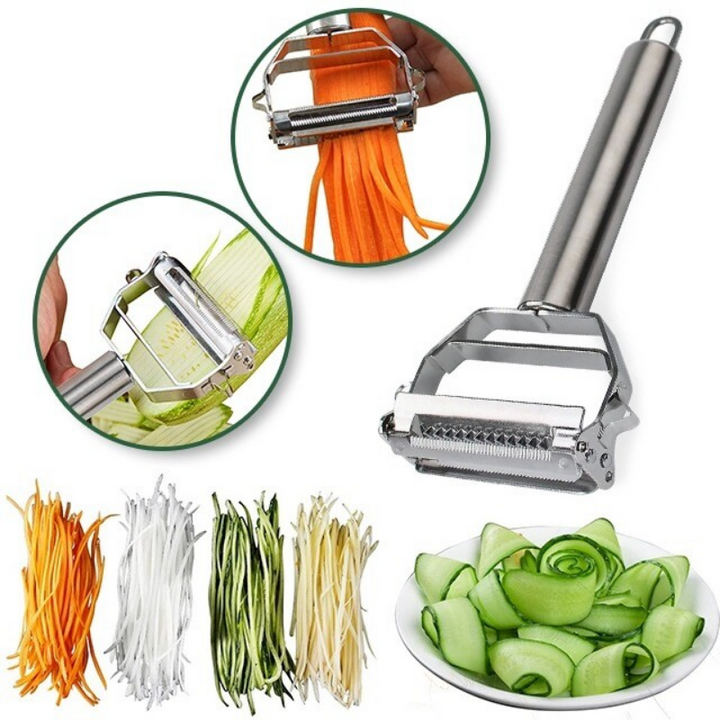 Stainless Steel Vegetable Peeler with Dual Blades for Easy Cutting