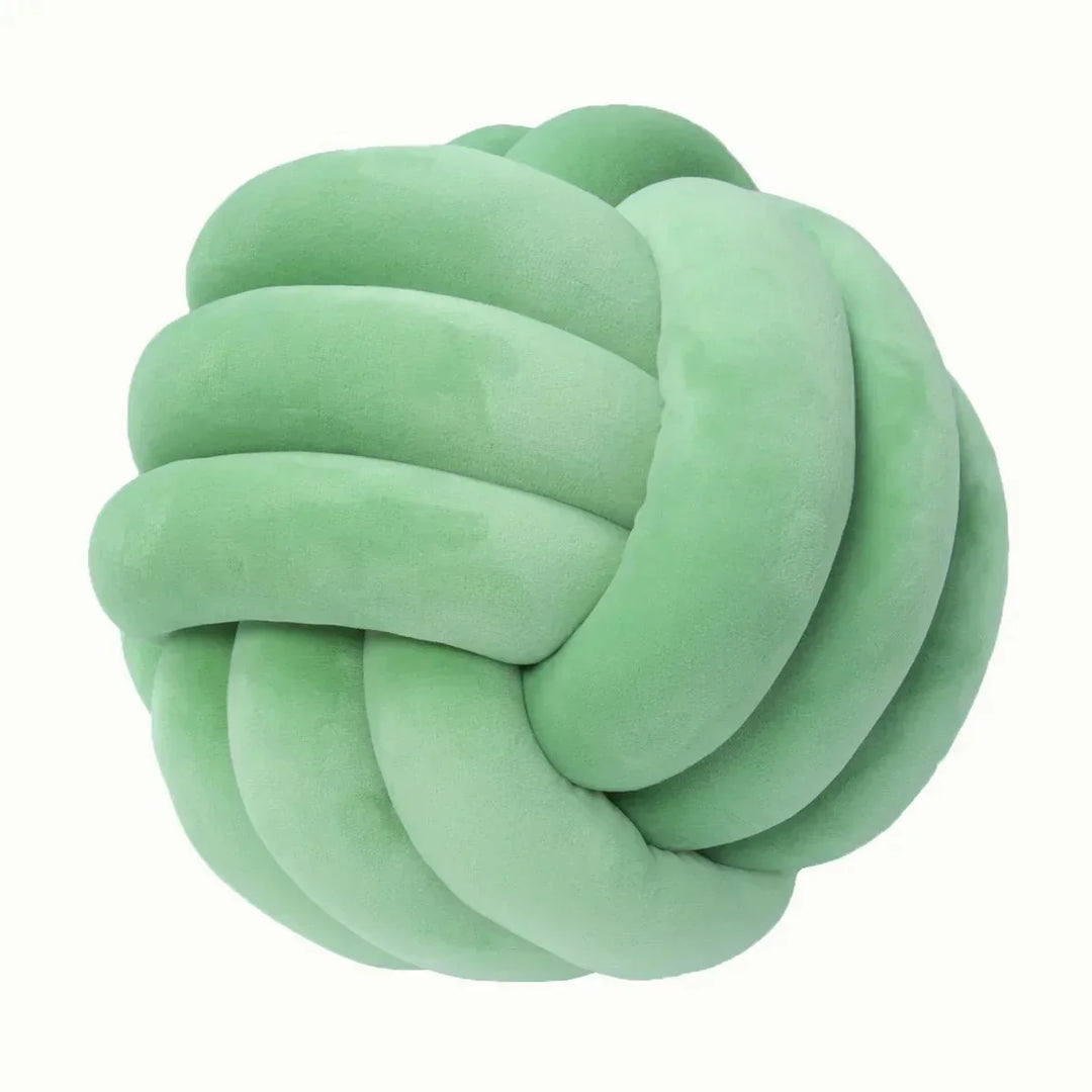 Soft Decorative Cushion with Knotted Ball in Suede Look-Orizon Depot