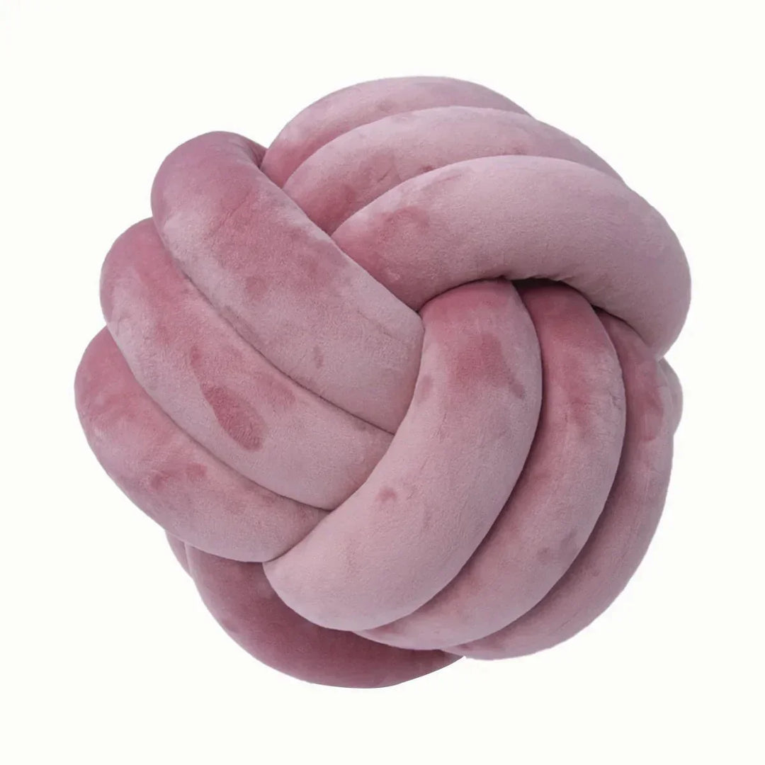 Soft Decorative Cushion with Knotted Ball in Suede Look-Orizon Depot